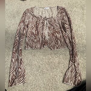Brown and White Zebra Print Women's Top